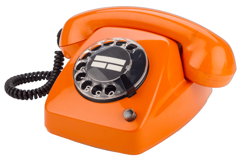Orange vintage telephone